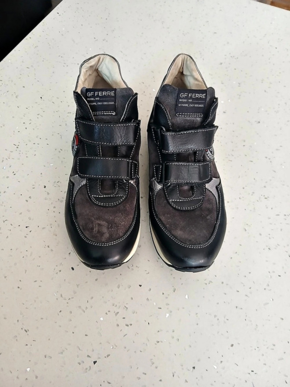 Gf Ferre WoMen's Black &  Dark Brown Velcro Sneakers Made In Italy